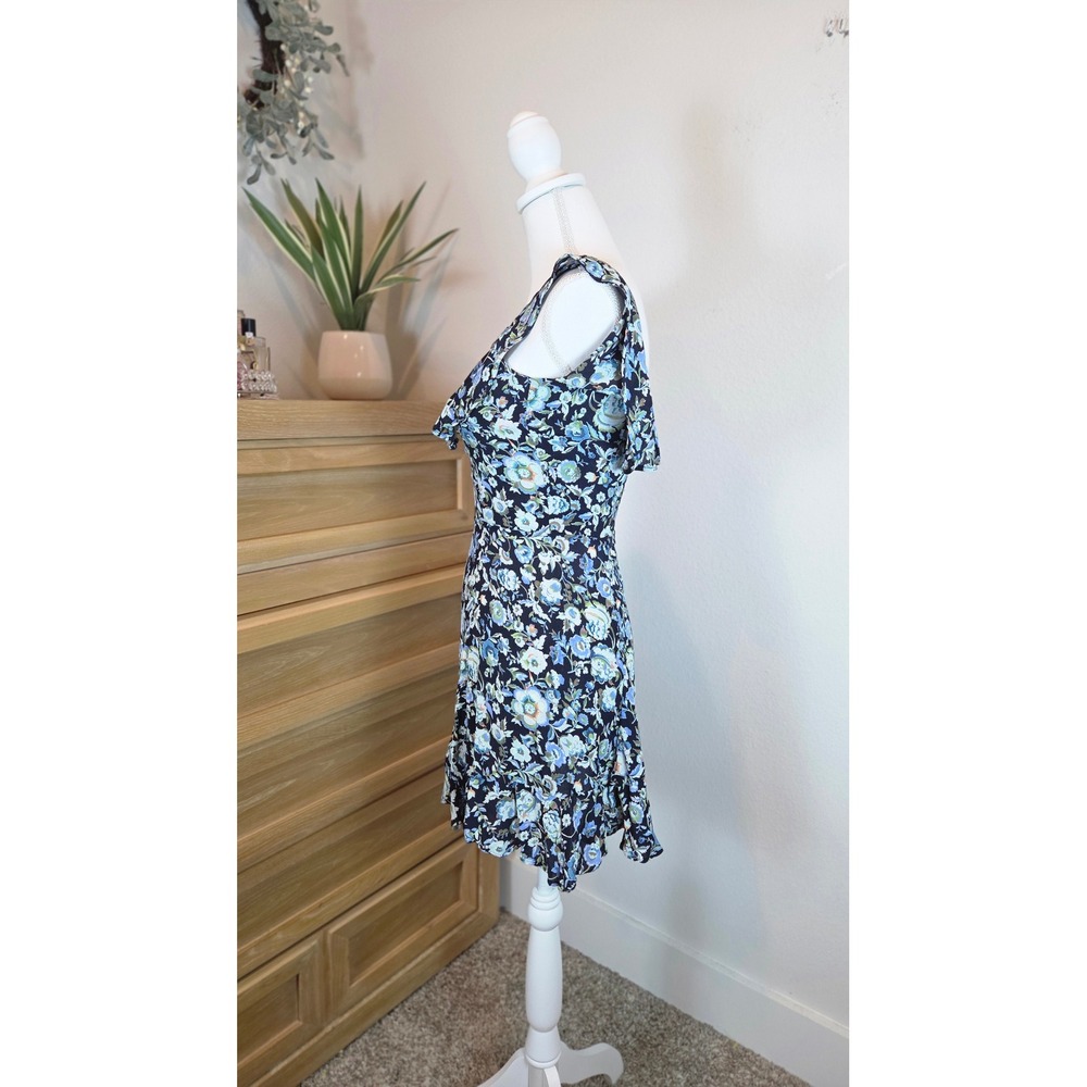 Reformation Floral Mini Dress Black Blue Green Viscose Sleeveless Size 2 USA - Picture 11 of 11